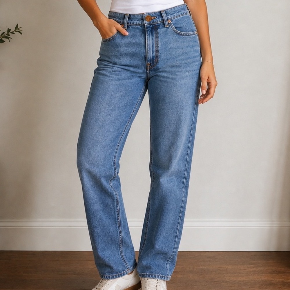 Zara Women's Size 10 Straight Leg Jeans High Rise Blue Denim Cropped Ankle 26"